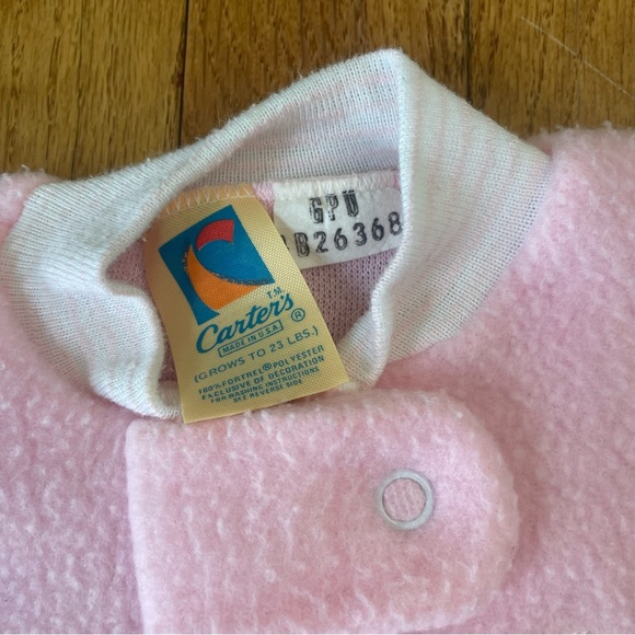 VINTAGE CARTERS PINK FLEECE EMBROIDERED ELEPHANT SLEEP SACK SIZE 6 MONTHS - Picture 4 of 4